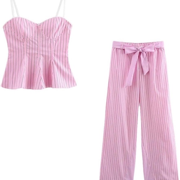 Striped Pink Straight-Leg Pants — Feminine Tailored Look - Picture 6 of 6